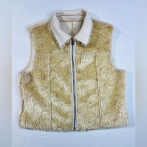 Lisa Intl Women's Tan Brown Faux Fur Reversible Vest